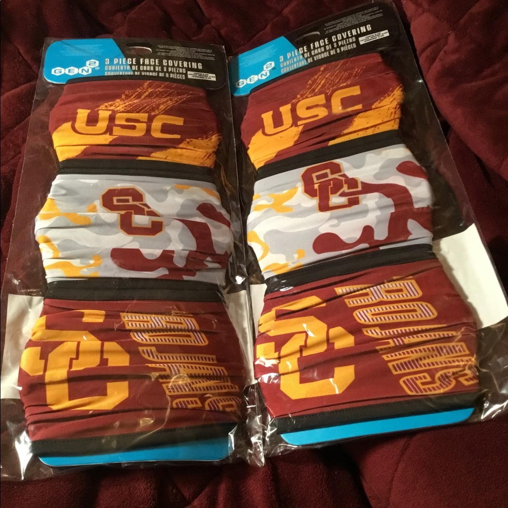 USC 3….3 packs university of Southern California Face Masks…….9 USC Total